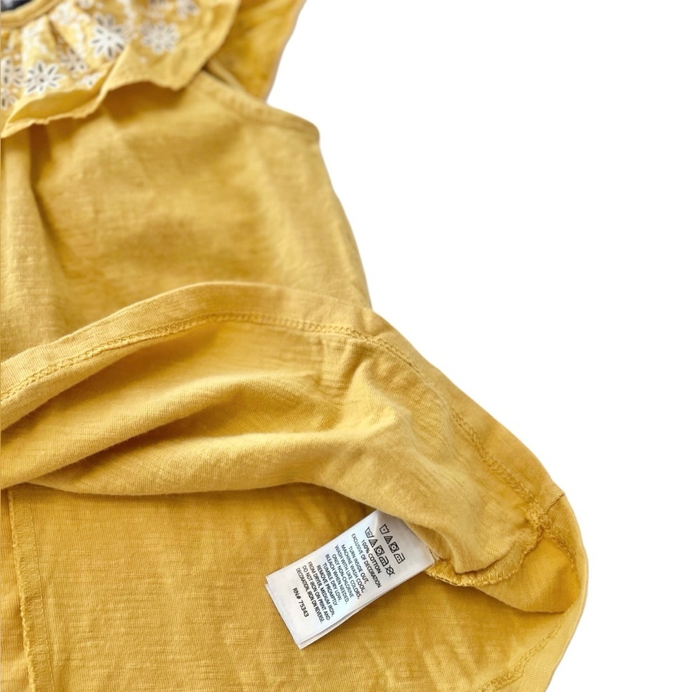 Savannah Kids Mustard Yellow Floral Ruffle Tank Top with Bow in Back | Girls 24M - Picture 7 of 7